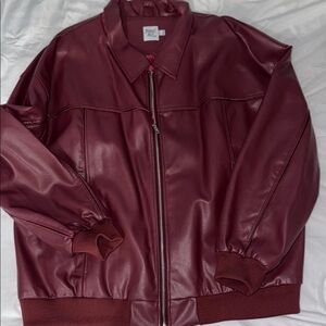 Burgundy Faux Leather Jacket